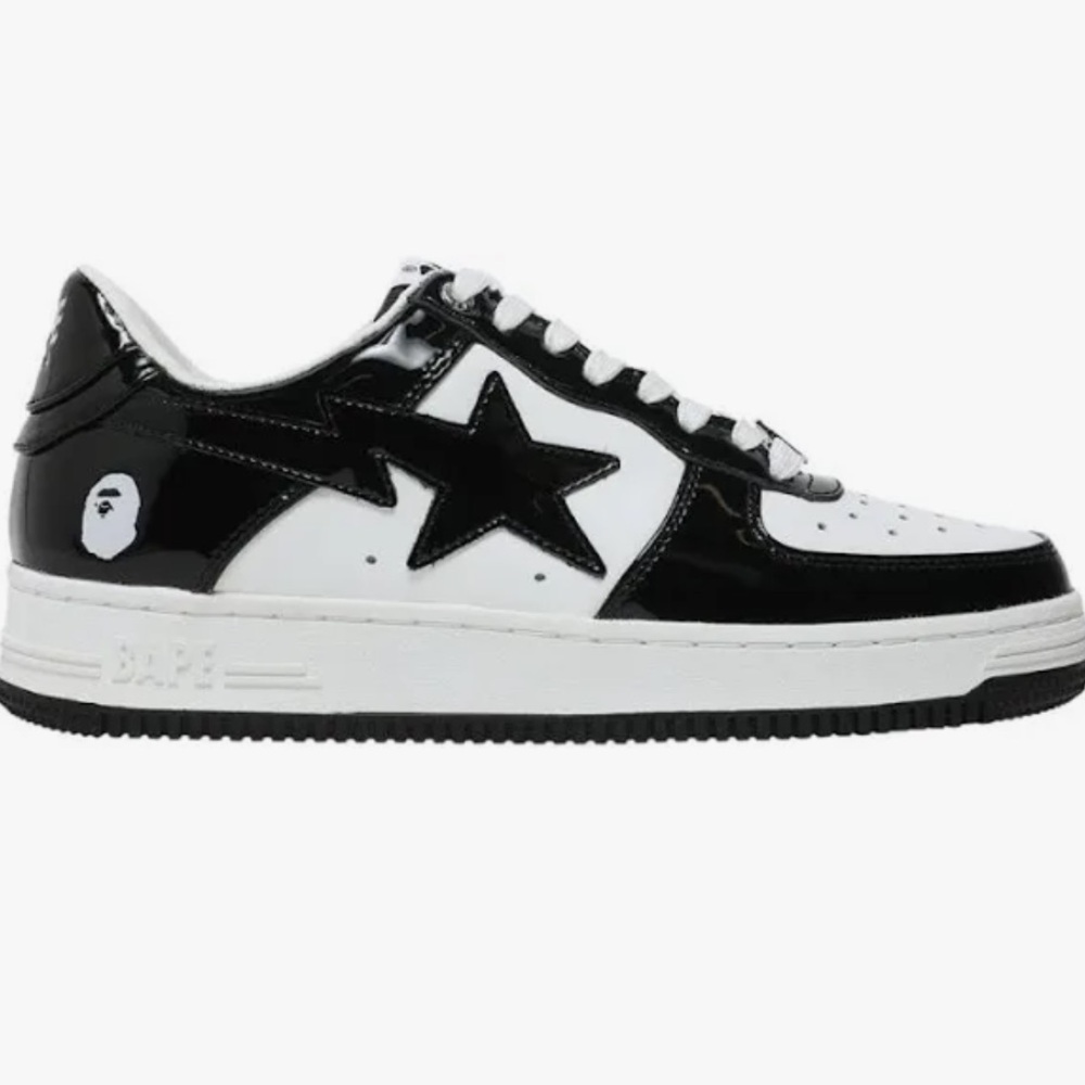 Bape The Bathing Ape STA Bapesta Sneakers 5.5 Black/White‎ Unisex New With Tags